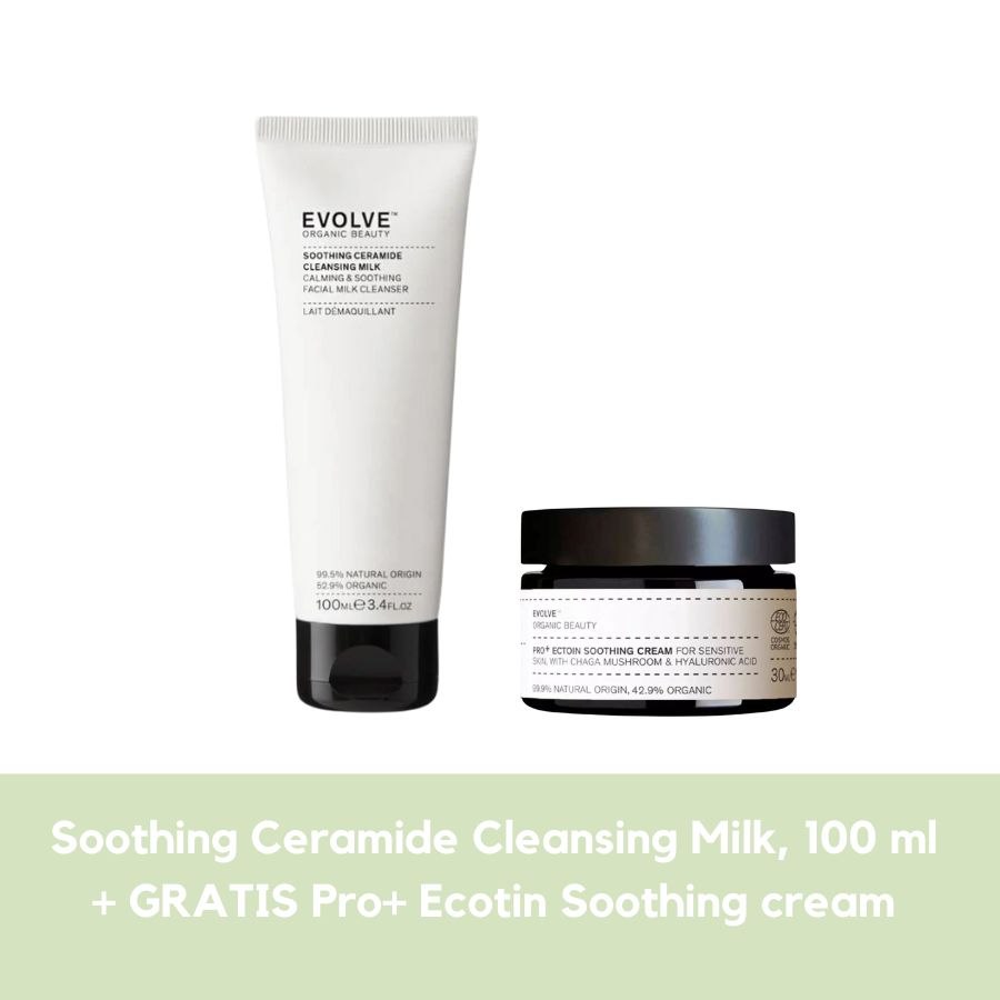 Evolve Soohting Ceramide Cleansing Milk, 100 ml + 1 stk. Pro+ Ecotin Soothing cream 30 ml