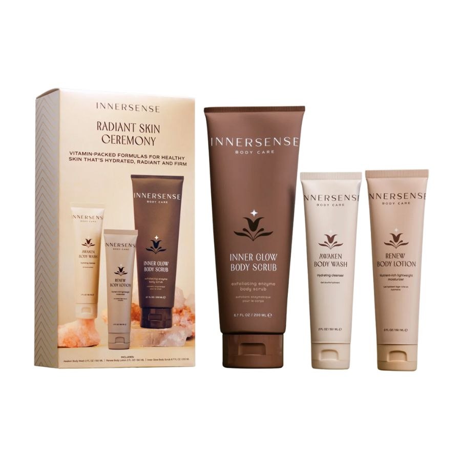 Innersense Gave Sæt - Radiant Skin Ceremony - Inner Glow Body Scrub 200 ml + Renew Body Lotion 59 ml + Awaken Body Wash 59 ml