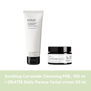 Evolve Soohting Ceramide Cleansing Milk, 100 ml + 1 stk. Daily Renew facial cream 30 ml